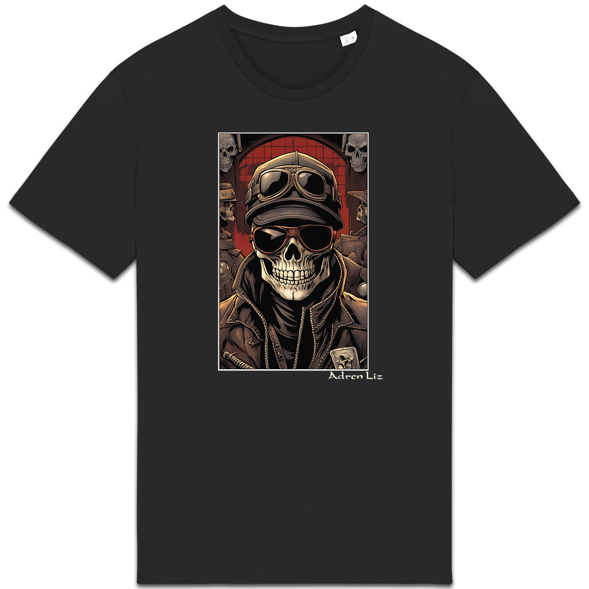 T-shirt Adren Liz Skull Biker Bio – Unisexe & Épais