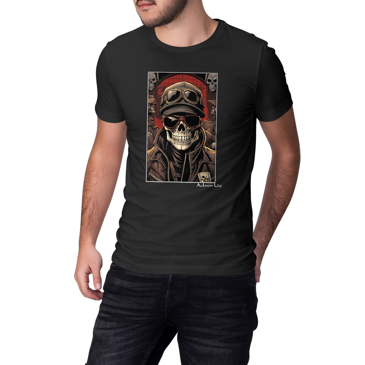 T-shirt Adren Liz Skull Biker Bio – Unisexe & Épais